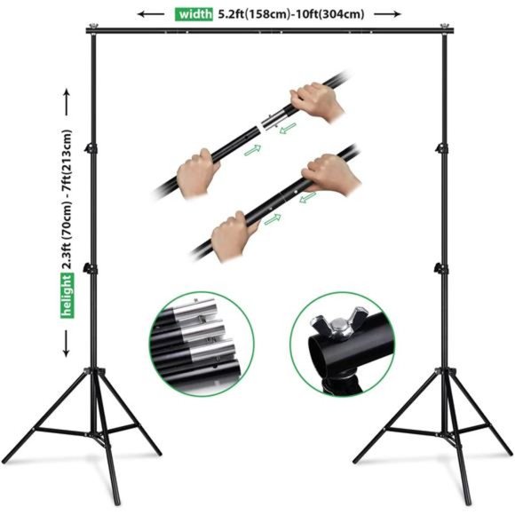 Backdrop Stand - 10ft x 7ft Adjustable Photoshoot Backdrop -Photo Backdrop Stand - Picture 2 of 6